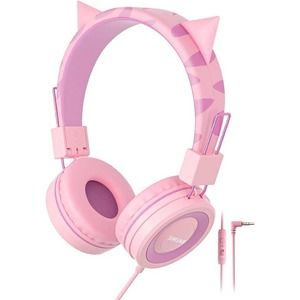 Cat Ear Kids Headphones with Microphone Pink New